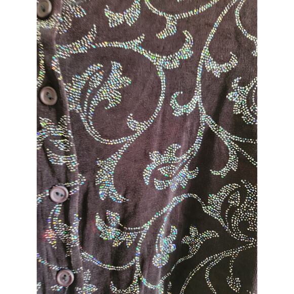 Y2k Jalate Women's Rhinestone Floral Low Cut Cardigan-Lg - Picture 5 of 7